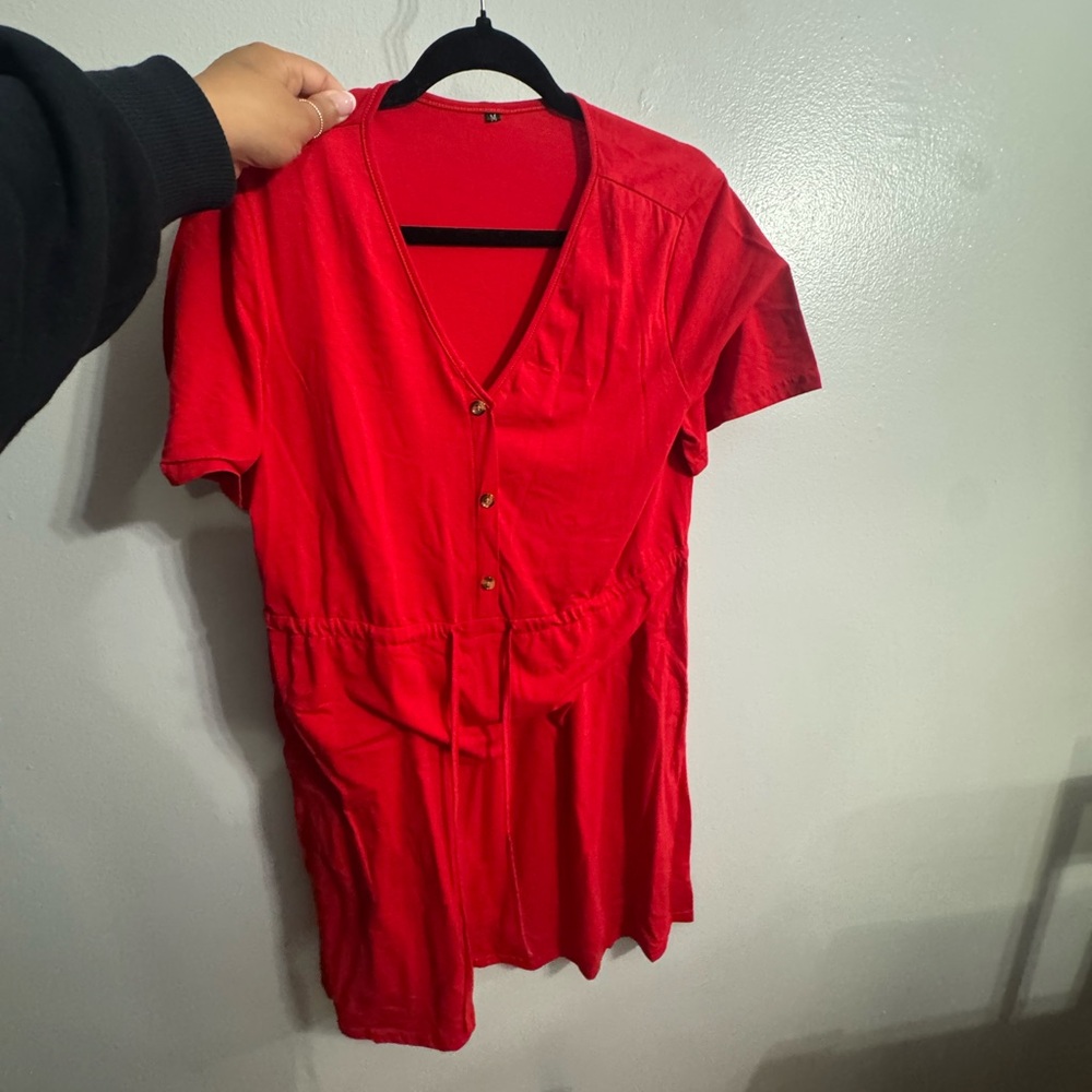 Red Button-Down Women's Dress